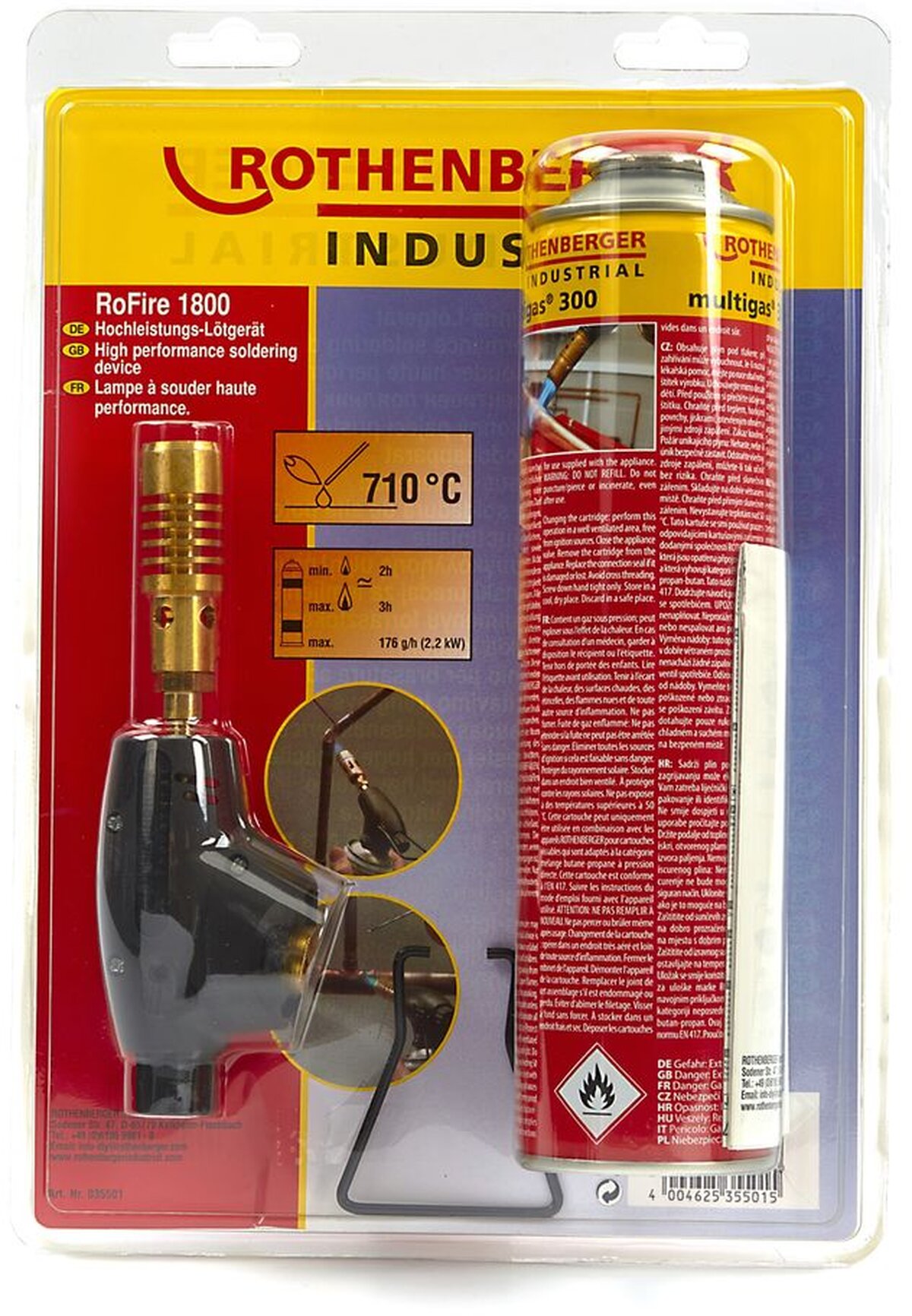 ROTHENBERGER Rofire loddetrommel med 22mm. Brenner, 1800 ° C