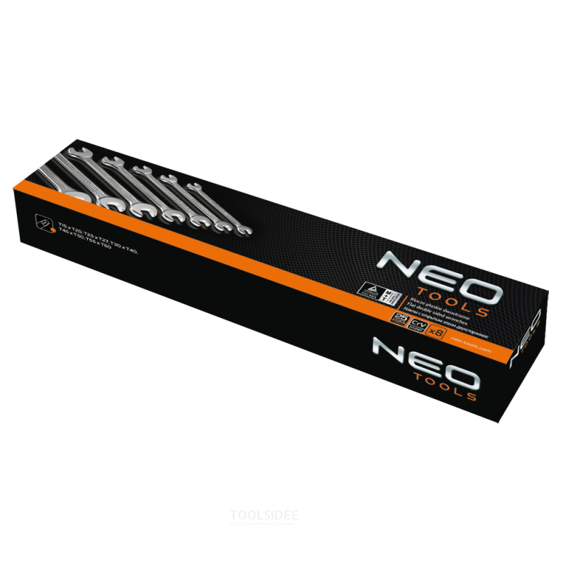 Neo skruenøgle sæt 6-22mm, 8stk DIN 3110