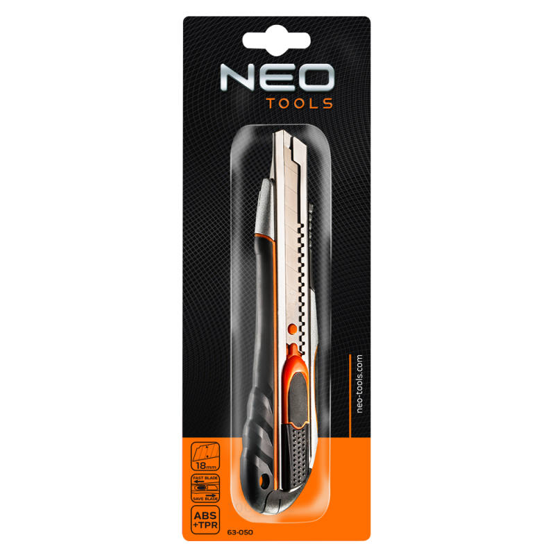 Neo utility kniv 18mm, lang metal abs + tpr
