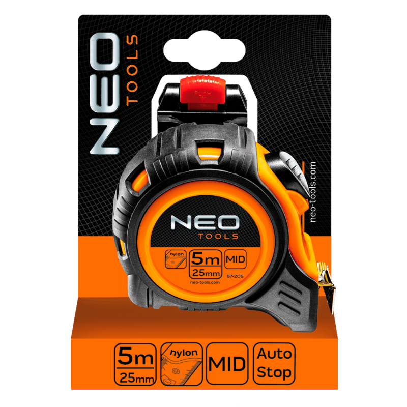 Neo tape måler 5 mtr, magnetisk, bælteknap nylonbelagt