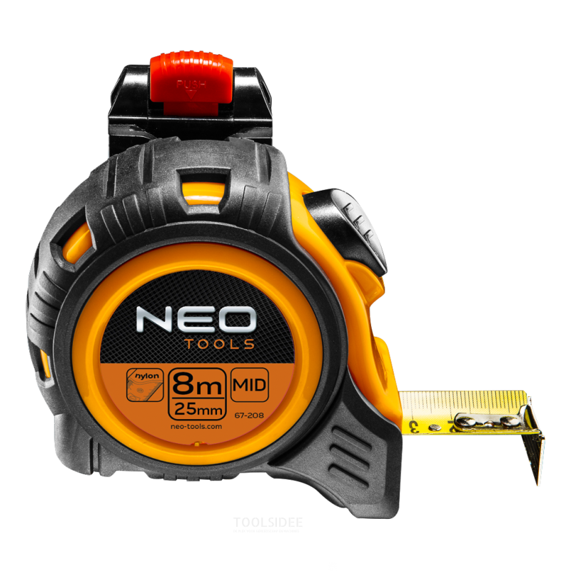 neo tape measure 8 mtr, magnetic, belt clip nylon coated 25mm band width
