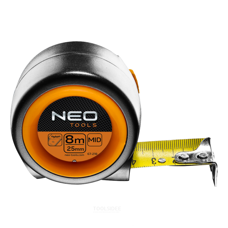 NEO målebånd 8 m kompakt, magnetisk nylonbelagt 25 mm båndbredde