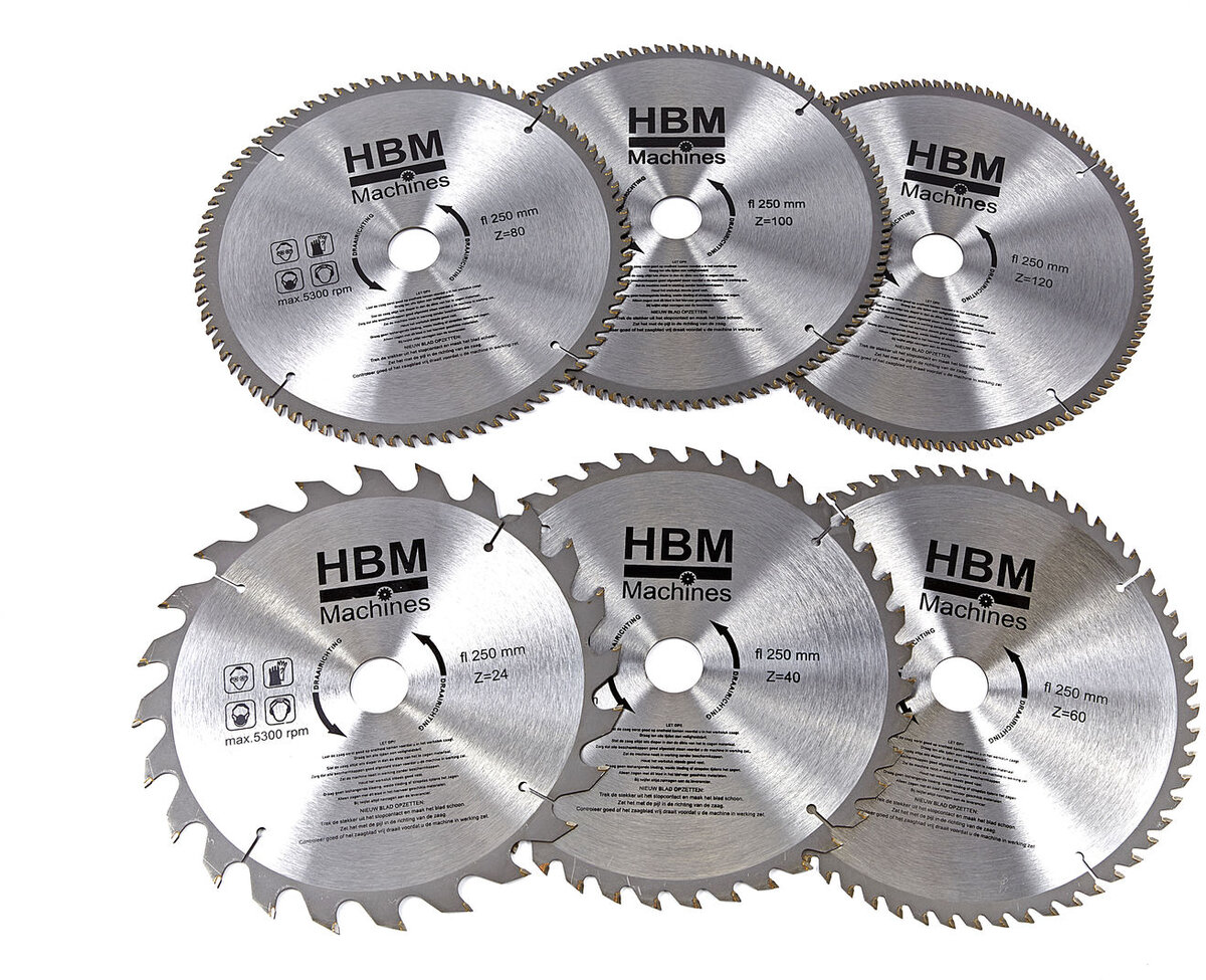 HBM HM Cirkelzaagbladen 250mm voor Hout